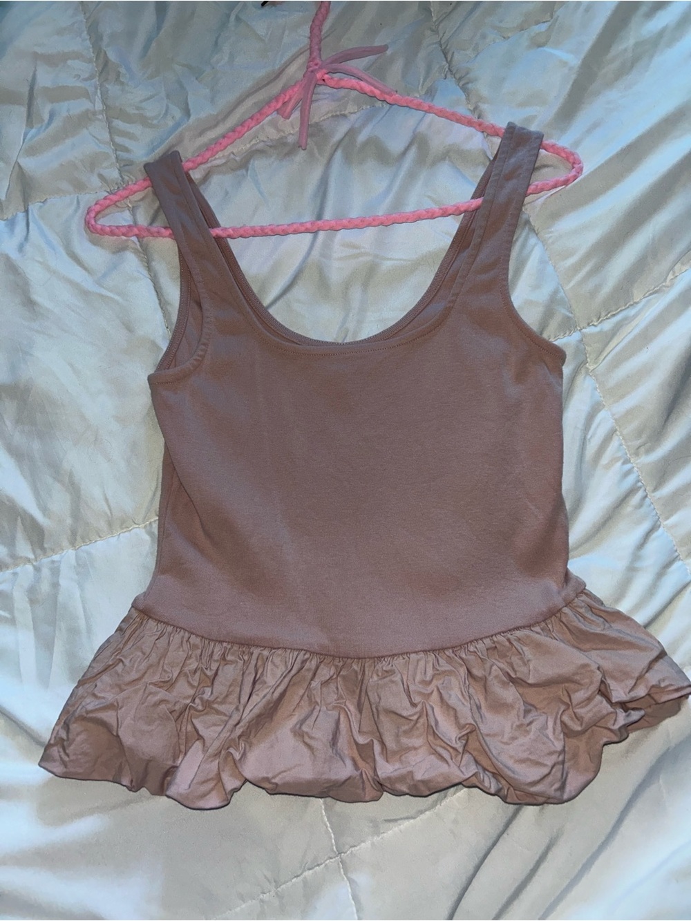H&M Dusty Rose Ruffled Peplum Tank